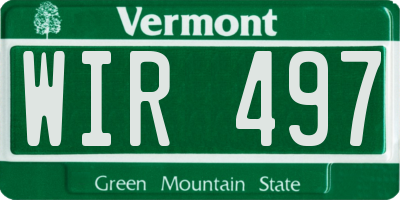 VT license plate WIR497