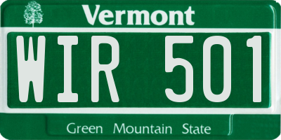 VT license plate WIR501