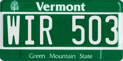 VT license plate WIR503