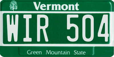 VT license plate WIR504