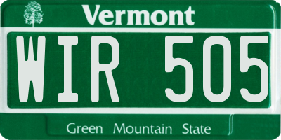 VT license plate WIR505
