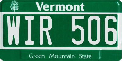 VT license plate WIR506