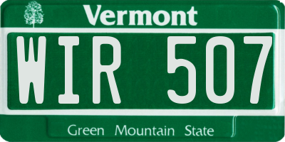 VT license plate WIR507
