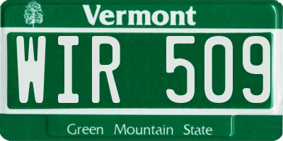 VT license plate WIR509