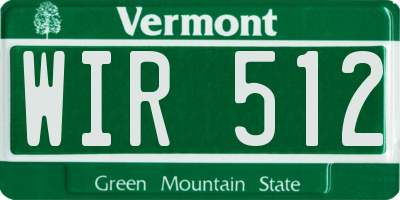 VT license plate WIR512