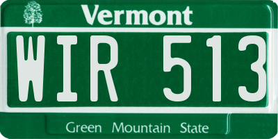 VT license plate WIR513