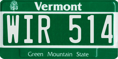 VT license plate WIR514