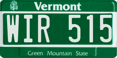VT license plate WIR515