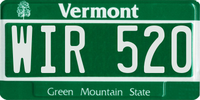VT license plate WIR520