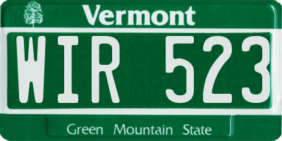 VT license plate WIR523