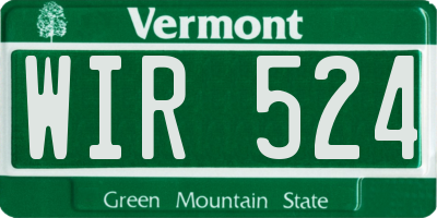 VT license plate WIR524