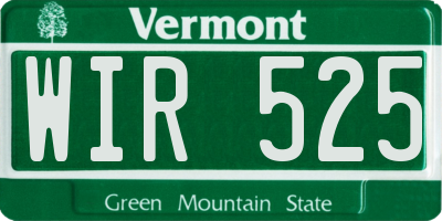 VT license plate WIR525