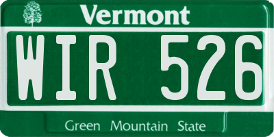 VT license plate WIR526