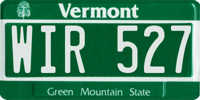 VT license plate WIR527