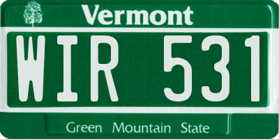 VT license plate WIR531