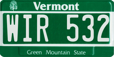 VT license plate WIR532