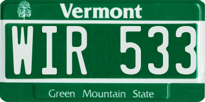 VT license plate WIR533