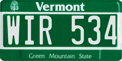 VT license plate WIR534