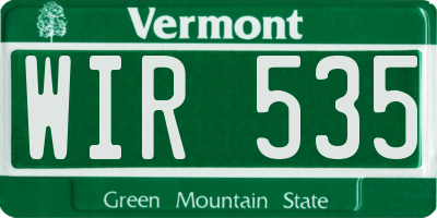 VT license plate WIR535
