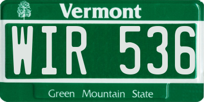 VT license plate WIR536