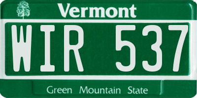 VT license plate WIR537