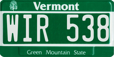 VT license plate WIR538