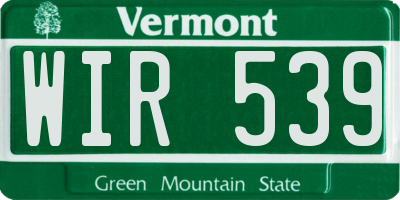 VT license plate WIR539