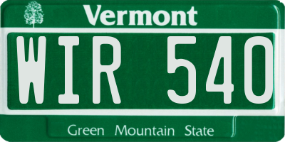VT license plate WIR540