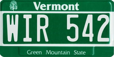 VT license plate WIR542