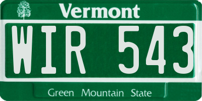 VT license plate WIR543