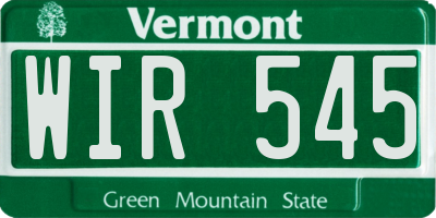 VT license plate WIR545
