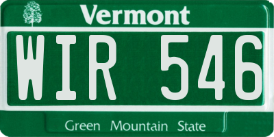 VT license plate WIR546
