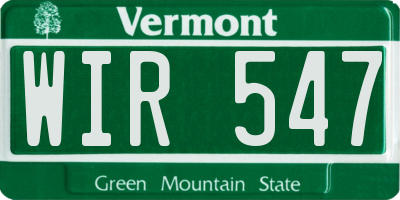 VT license plate WIR547