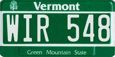 VT license plate WIR548