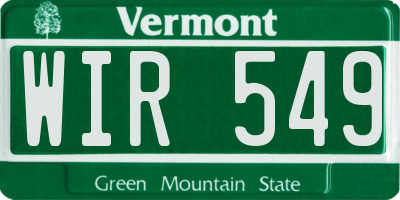 VT license plate WIR549