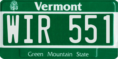 VT license plate WIR551