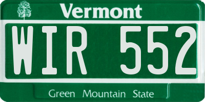 VT license plate WIR552