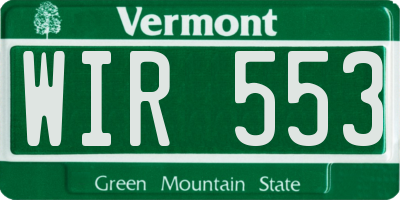 VT license plate WIR553