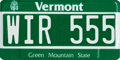 VT license plate WIR555