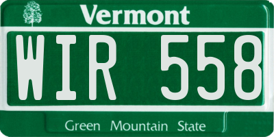 VT license plate WIR558