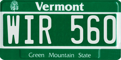 VT license plate WIR560