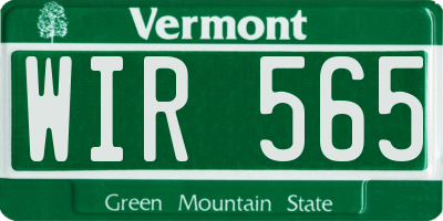 VT license plate WIR565