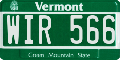 VT license plate WIR566