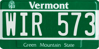 VT license plate WIR573