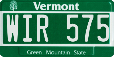 VT license plate WIR575