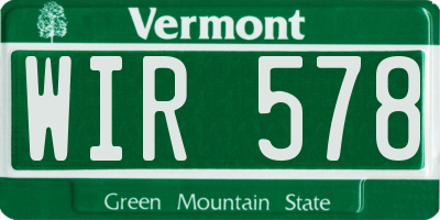VT license plate WIR578