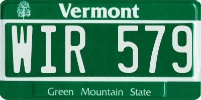 VT license plate WIR579