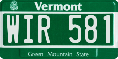 VT license plate WIR581
