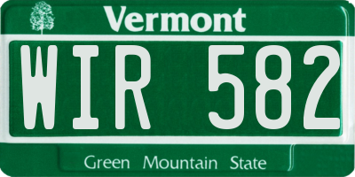 VT license plate WIR582
