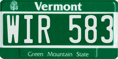 VT license plate WIR583